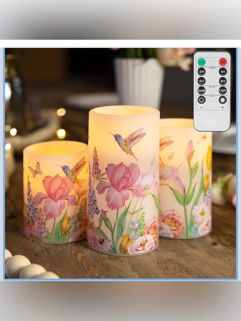 New Open Box Flameless Candles with Remote, Hummingbird Battery Operated Candles